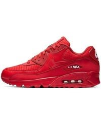 Nike - Air Max 90 Essential Trainers In Red Aj1285-601 - Lyst