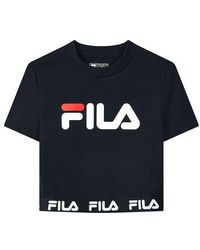 Fila - Logo Printing Round-neck Tee Blue - Lyst