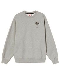 Stussy - X Nike Crossover Embroidered Alphabet Logo Loose Pullover Round Neck Fleece Lined Asia Edition Gray - Lyst