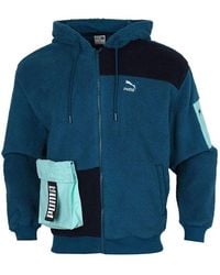 PUMA - Retro Block Sherpa Cardigan Hooded Colorblock Lamb's Wool Jacket - Lyst