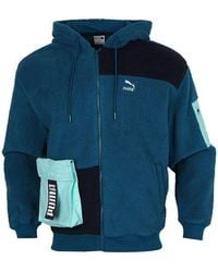 PUMA - Retro Block Sherpa Cardigan Hooded Colorblock Lamb's Wool Jacket - Lyst
