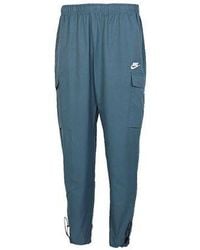 Nike - Sportswear Logo Small Label Embroidered Woven Cargo Long Pants Gray Green - Lyst