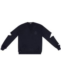 Balenciaga - Destroyed V-Neck Knit Sweater - Lyst