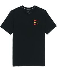 Nike - Contrasting Colors Logo Sports Round Neck Short Sleeve T-Shirt - Lyst