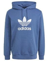 adidas - Originals Printing Logo Hooded Long Sleeves Pullover - Lyst