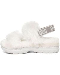 Ugg Fluff Sugar Faux Fur Sandal in White