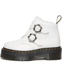 Dr. Martens - (Wmns) Dr.Martens Devon Flower Buckle Leather Platform Boots - Lyst