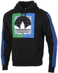adidas - Originals Colorblock Logo Printing Fleece Lined Hooded Pullover - Lyst