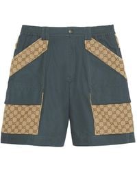 Gucci - Cotton Canvas Bermuda Gg Insert Shorts 'Dark' - Lyst