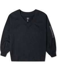 Converse - (Wmns) Solid Color Loose Knit V Neck Hoodie - Lyst