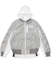 Nike - X Sacai Crossover Double Layer Contrasting Colors Sports Hooded Jacket Us Edition Gray - Lyst