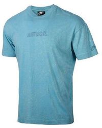 Nike - Training Athleisure Casual Sports Breathable Alphabet Round Neck Short Sleeve Lake - Lyst