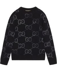 Gucci - Monogram-pattern Ribbed-trim Wool-blend Knitted Jumper - Lyst
