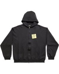 Balenciaga - Sticky Note Zip-Up Hoodie Medium Fit Faded' - Lyst