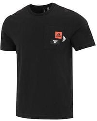 adidas - Solid Color Logo Pocket Athleisure Casual Sports Round Neck Short Sleeve T-Shirt - Lyst