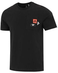 adidas - Solid Color Logo Pocket Athleisure Casual Sports Round Neck Short Sleeve T-Shirt - Lyst