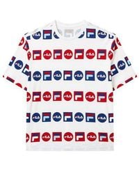 Fila - Logo Full Print Sports Loose Round Neck Short Sleeve - Lyst