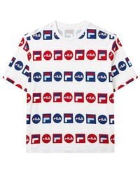 Fila - Logo Full Print Sports Loose Round Neck Short Sleeve - Lyst