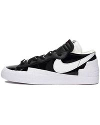 Nike Sacai X Blazer Low Leather And Suede Low-top Sneakers - Black