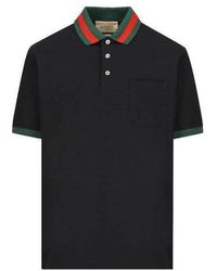Gucci - Web Collar Polo Shirt - Lyst