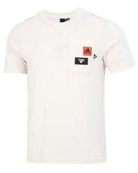 adidas - Solid Color Logo Printing Pocket Athleisure Casual Sports Round Neck Short Sleeve T-Shirt - Lyst