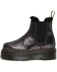 Dr. Martens - (Wmns) 2976 Faux Fur-Lined Metallic Platform Chelsea Boots - Lyst