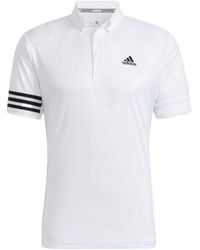 adidas - Logo Printing Stripe Button Short Sleeve Polo Shirt White - Lyst