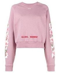 Off-White c/o Virgil Abloh - (Wmns) C O Virgil Abloh Fw Cherry Blossom Crop Cotton Sweatshirt - Lyst