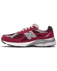 New Balance - Made In Usa 990v3 In Red/grey Leather - Lyst