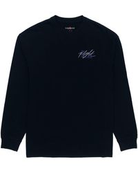 Nike - Alphabet Printing Solid Color Round Neck Long Sleeves Black - Lyst
