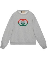 Gucci - Interlocking G-print Crewneck Cotton-jersey Sweatshirt - Lyst