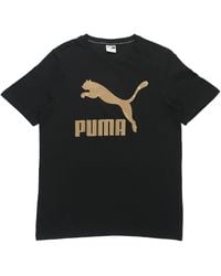PUMA - Athleisure Casual Sports Bronzing Logo Printing Short Sleeve - Lyst