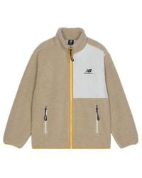 New Balance - Contrasting Colors Knit Suede Sports Stand Collar Logo Jacket Couple Style - Lyst