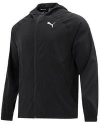 PUMA - Logo Printing Hooded Solid Color Jacket - Lyst