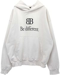 Balenciaga - Bb Be Different Popover Hoodie 'Ecru' - Lyst