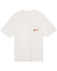 Nike - Sportswear Casual Sports Breathable Back Large Logo Round Neck Short Sleeve Phantom White Gray T-shirt - Lyst