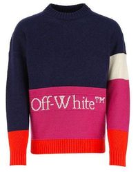 Off-White c/o Virgil Abloh - Ss21 Colorblock Logo Round Neck Long Sleeves - Lyst