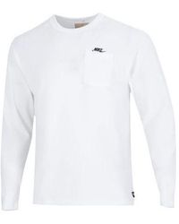Nike - Solid Color Alphabet Logo Athleisure Casual Sports Round Neck Long Sleeves Autumn White T-shirt - Lyst