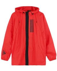 adidas - W.N.D. Jkt Casual Sports Hooded Woven Jacket Fluorescence - Lyst