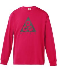 Nike - Acg Logo Printing Sports Round Neck Long Sleeves Wine T-Shirt - Lyst