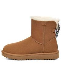 UGG - Checkered Bow Short Snow Boots - Lyst