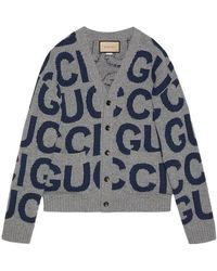 Gucci - Wool Cardigan With Intarsia - Lyst
