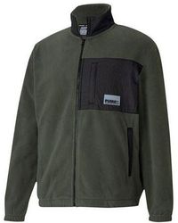 PUMA - Avenir Track Suede Stay Warm Stand Collar Logo Jacket Dark - Lyst