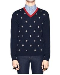 Gucci - Bee Print V-Neck Sweater For - Lyst