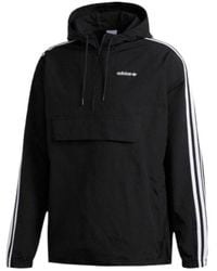 adidas - Originals Contrasting Colors Stripe Half Zipper Hooded Jacket - Lyst