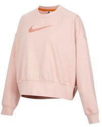 Nike - Sportswear Swoosh Logo Embroidered Loose Knit Short Round Neck Pullover Hoodie - Lyst