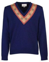 Gucci - Gg V-Neck Wool Sweater - Lyst