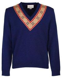Gucci - gg V-neck Wool Sweater - Lyst