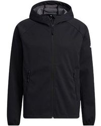 adidas - Softshell Jkt Outdoor Sports Solid Color Logo Fleece Lined Hooded Jacket Black - Lyst