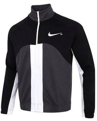 Nike - Sportswear Swoosh Contrast Color Stitching Knit Stand Collar Logo Jacket - Lyst